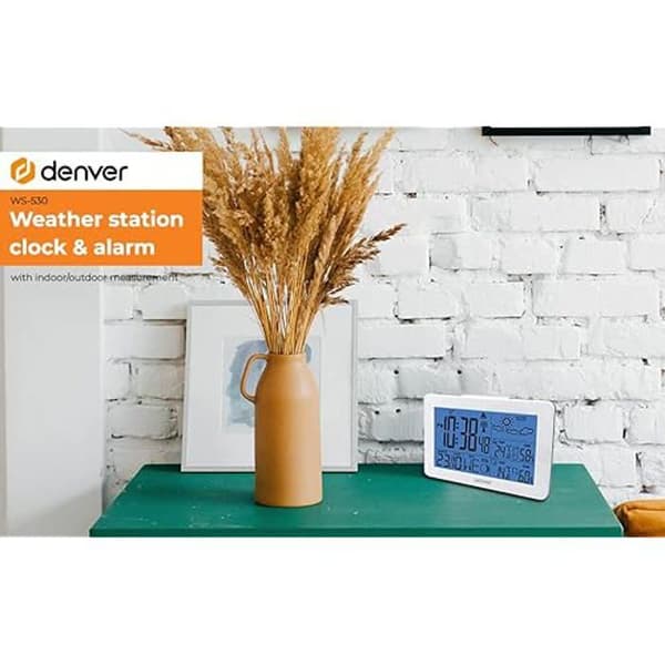 Väderstation - DENVER - WS-530WHITE - Digital termometer hygrometer - Väderprognos - Månfas