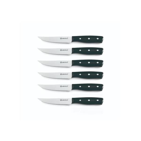LAGUIOLE CUISSON - Set med 6 steakknivar i svart stål - "Gleam"