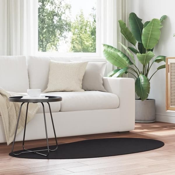 Matta - Svart - 80x150 cm - Halkskydd - Polyester - Oval