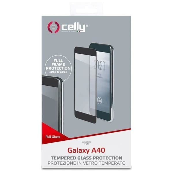 Celly - Hammarslag Glas Hel Galaxy A40 Svart.