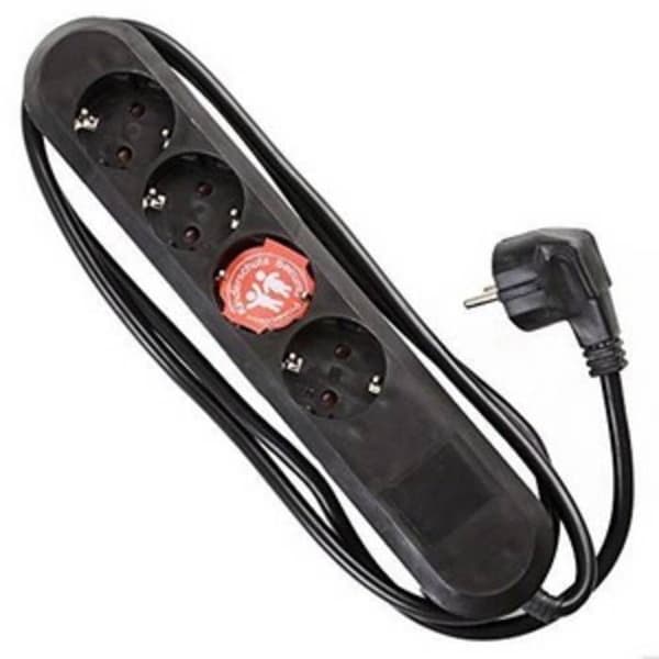 Multikontakt - BACHMANN - SMART - 4 Schuko-kontakter - Svart - 1,5m kabel