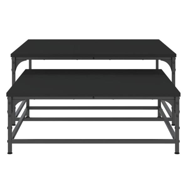 vidaXL Häckande soffbord 2 st Black Engineered Wood 832818
