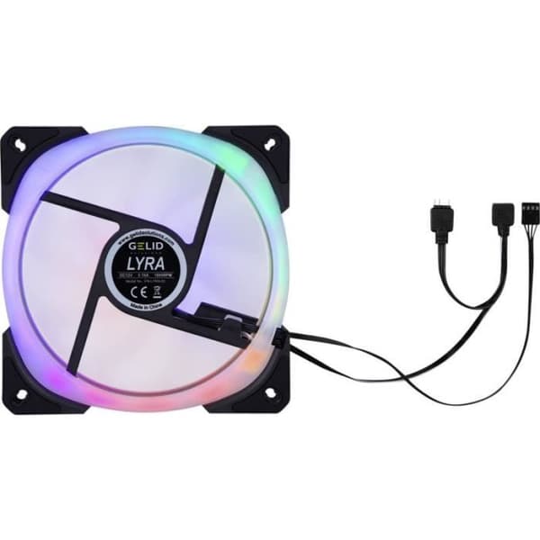 GELID SOLUTIONS Lyra - ARGB Fläkt - Dubbel belysningsring - 24 ARGB LEDs - Dubbla kullager - Driver