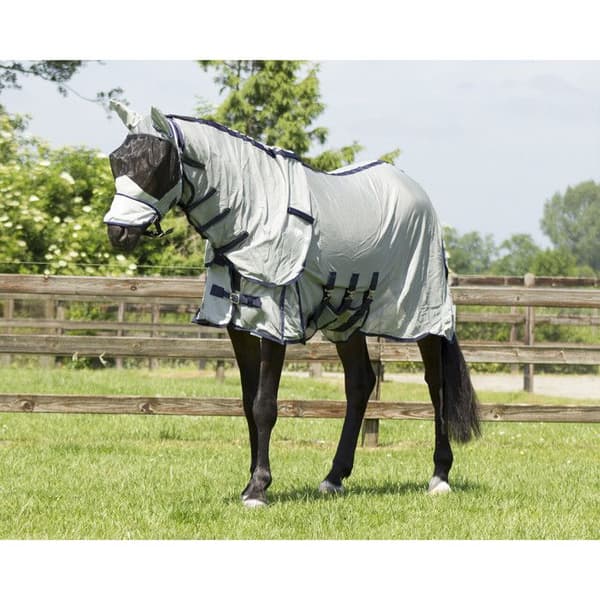 Hästtäcke QHP zebra - Grå - Vit - 115 cm (Total längd: 155 cm)