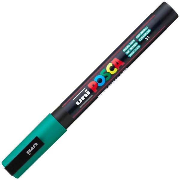Målarpenna - POSCA - Fin Konisk Spets - Smaragdgrön - Linjebredd 0,9-1,3 mm