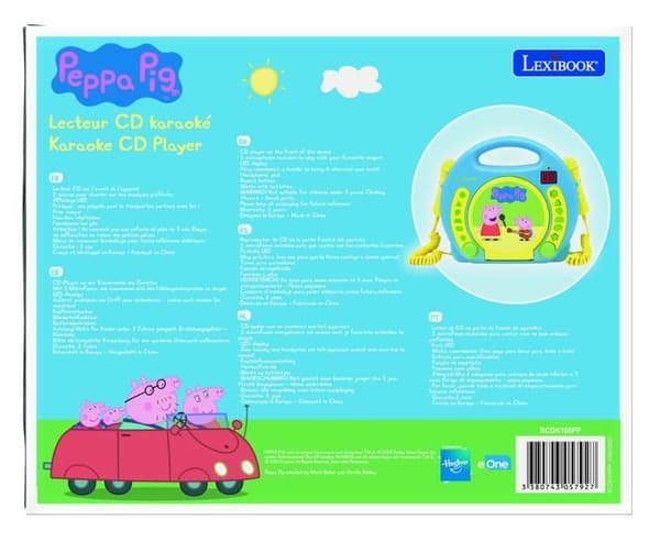 Bärbar CD-spelare med 2 Peppa Pig-mikrofoner