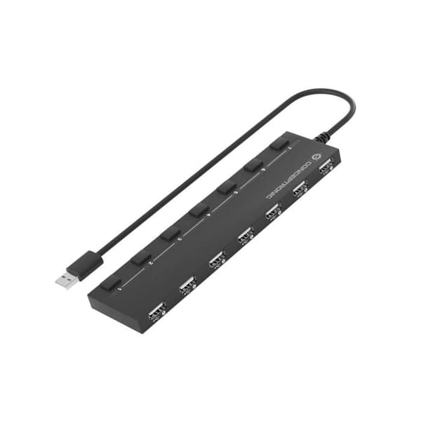 USB-hub - Conceptronic - HUBBIES08B - 7 portar - Plug and Play - Svart