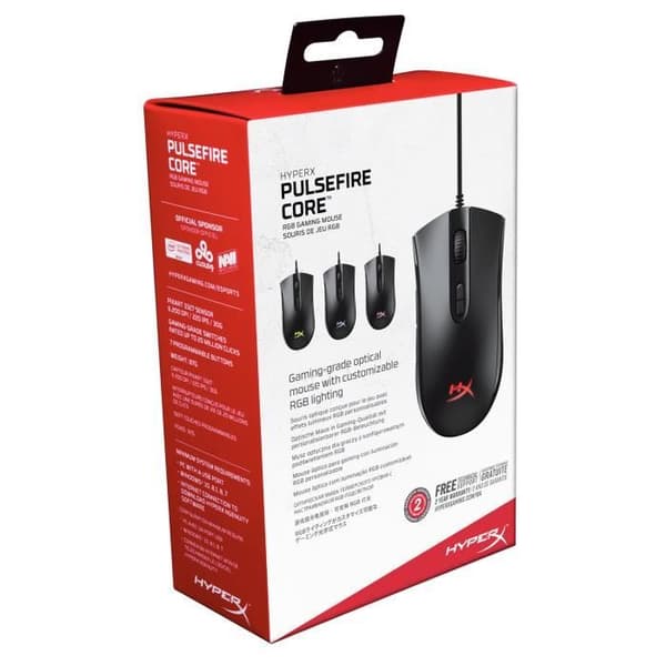 HyperX Pulsefire Core optisk mus 6200 DPI ambidextrous svart