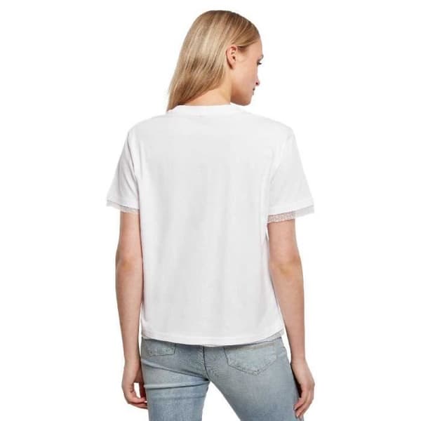Bygg ditt varumärke T-shirt med spetsar för damer, vit, dam L