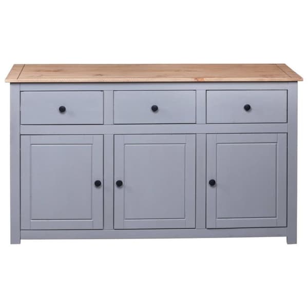 vidaXL Skänk Grå 135x40x80 cm Solid Pine Panama Sortiment 282704