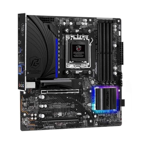 Moderkort - ASRock - B650M PG Riptide - Vit - 4 minnesplatser - 128 GB maxkapacitet