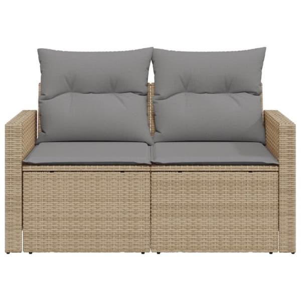 vidaXL trädgårdssoffa med kuddar 2-sits beige hartsrotting 366094