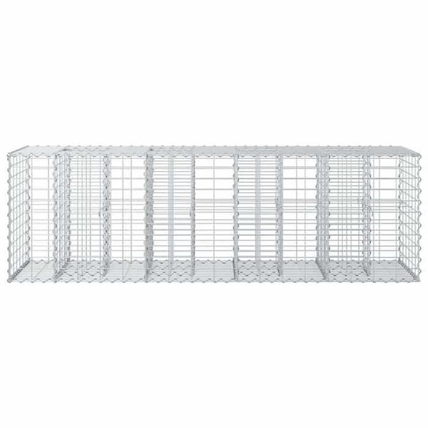 vidaXL Hög säng gabion Silver 42033323