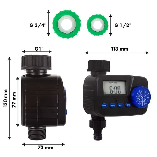 Elektronisk bevattningsprogrammerare GreenBlue GB390 - IP55, AA-batterier
