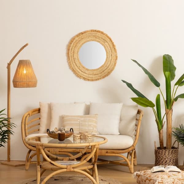 Flätad spegel "Célia" raphia D68cm - Atmosphera Inredningsdesigner