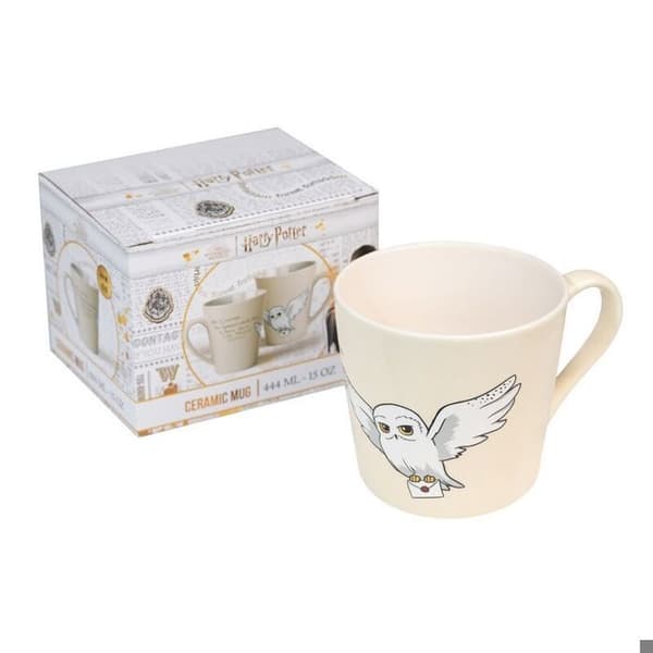 Mugg - ERIK - Harry Potter Hedwig - Keramik - Vit - Cylindrisk
