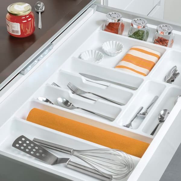 Emuca Bestickbricka Optima Vertex/Concept 500mm (16mm panel), 600, Vit plast, Plast.