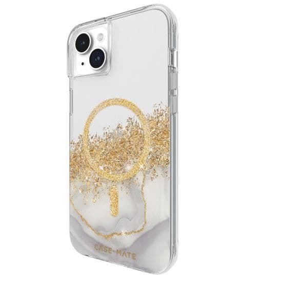 Coque - Mate - Karat Marmor - Kompatibel med MagSafe - iPhone 15 Plus - Äkta pärlemor