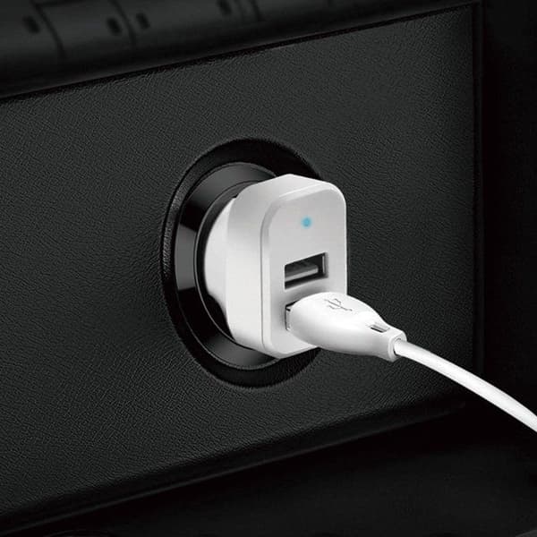 Laddare - Dudao 52186 - 2x USB-A 2,4 A - Kabel inkluderad - Vit