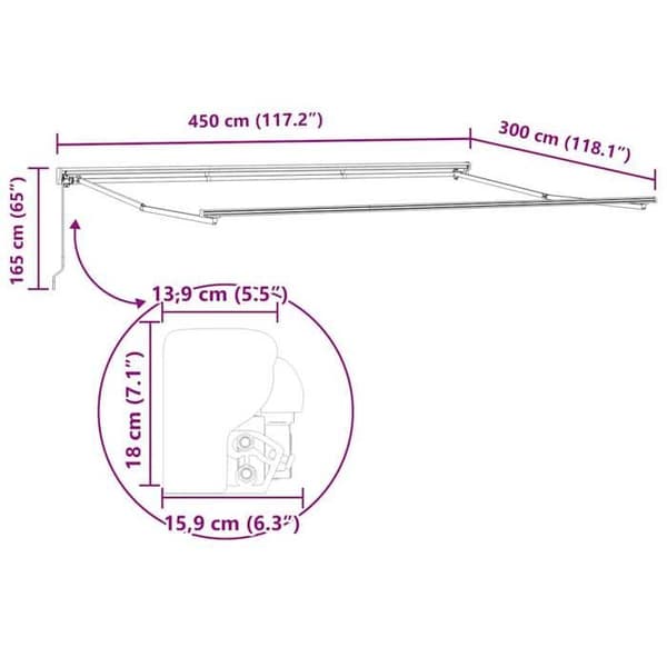 vidaXL Justerbart Markisram Antracit 4,5 × 3 m Stål 42002529