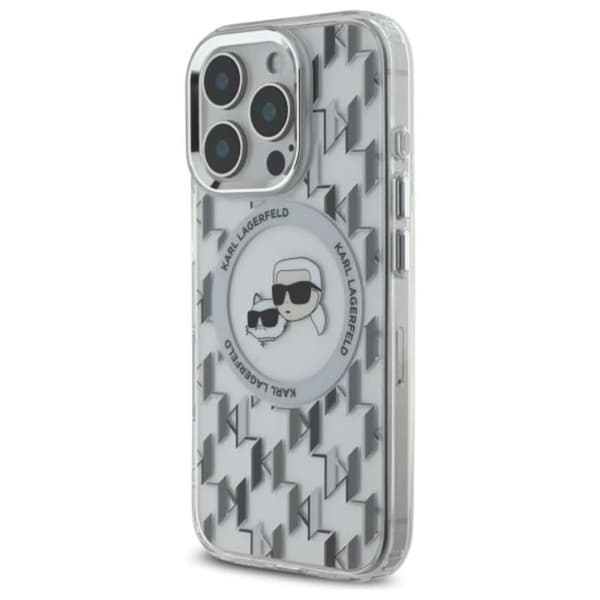 Coque MagSafe Karl Lagerfeld IML Monogram Karl & Choupette för iPhone 16 Pro (transparent)