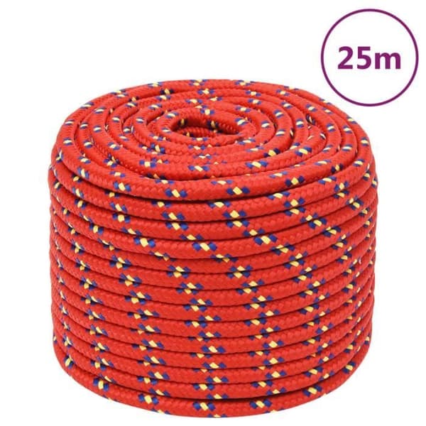 152409 vidaXL Båtline Röd 14 mm 25 m Polypropen
