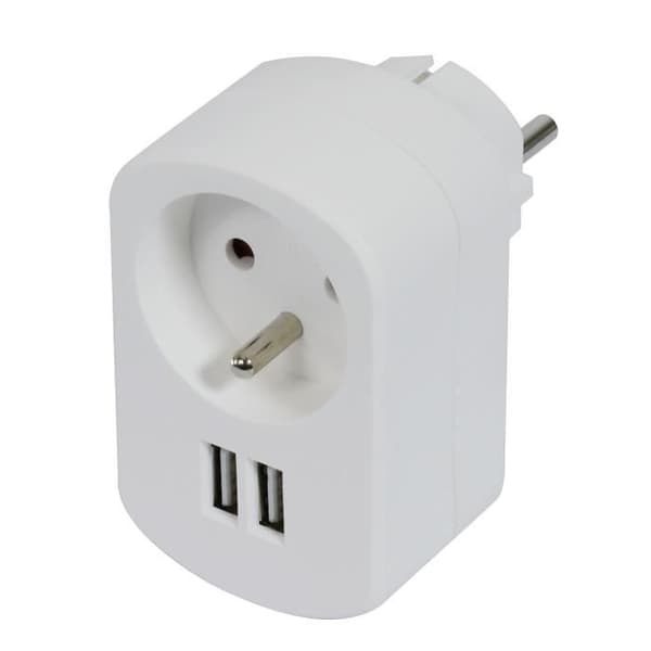 Uttag - GEFOM - 16A+T - 2 USB-laddare 2.1A - Interiör - Klar att installera