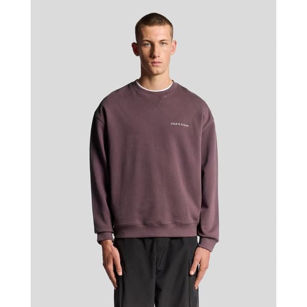 Lyle & Scott sweatshirt med rund hals och borstat tryck