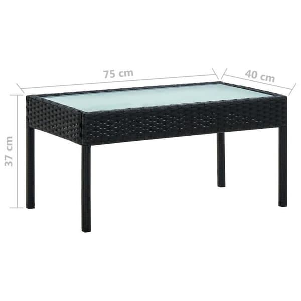 vidaXL 4-delad trädgårdsset med kuddar Poly Rattan Black