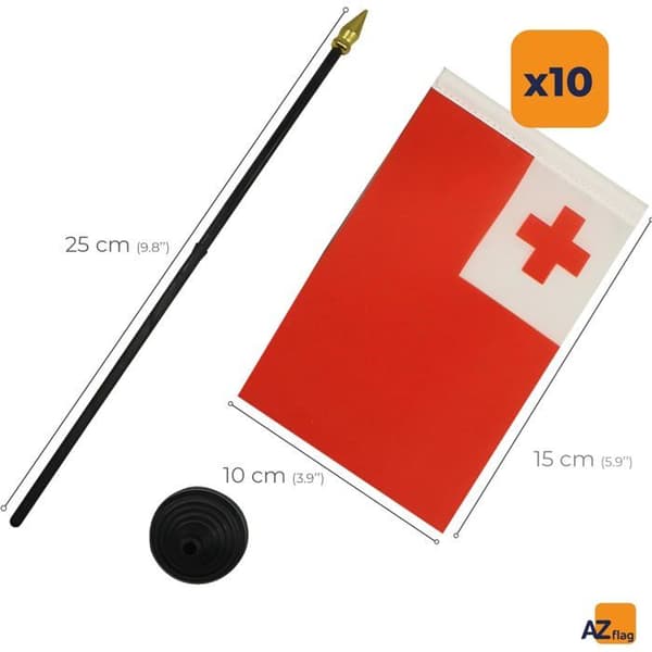 Mini Tonga-flagga AZ FLAG - 10-pack - 15x10 cm - Kontorsflaggor 100% Polyester