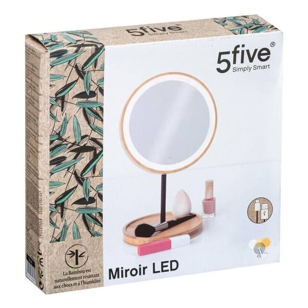 Spegel med LED-stativ 18cm bambu - 5 five simply smart