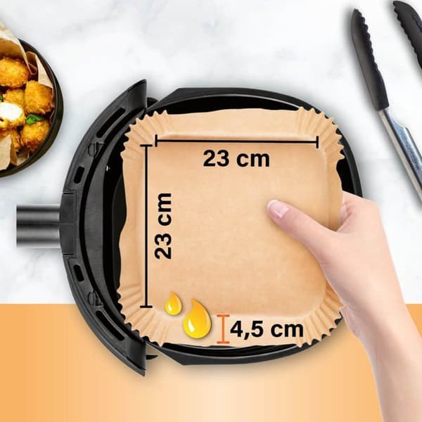 GOURMETmaxx Pappersformar för varmluftsfritös (5-8 l) - 50 stycken