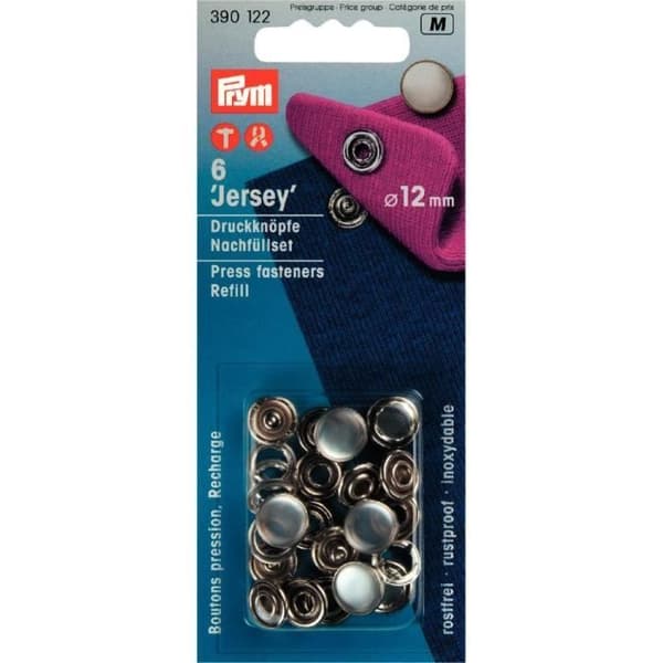 Tryckknappar - PRYM - Jersey - 12 mm - Vit - Silver