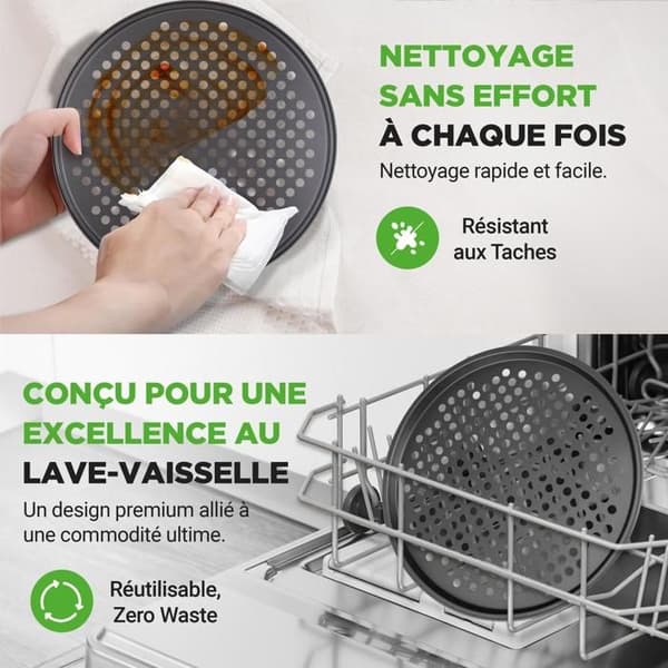 Pizzaplåt - NutriChef - 30 cm - Kolstål - Non-stick - Grå