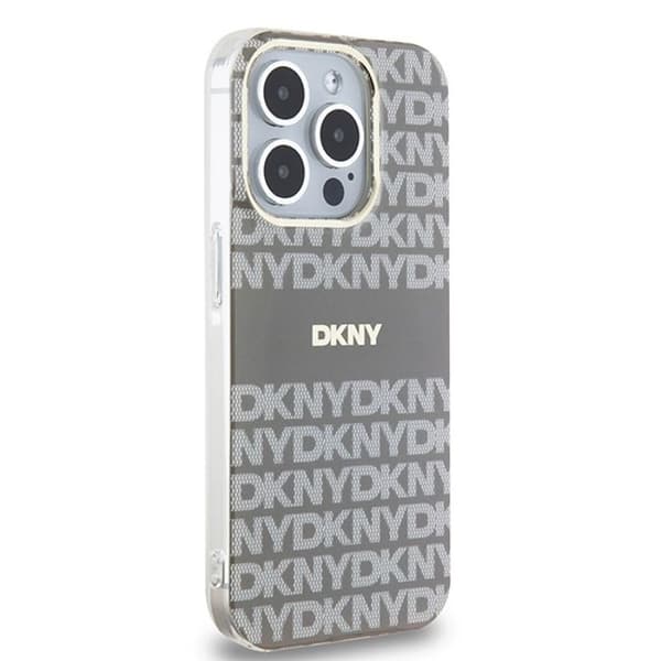 Coque iPhone 15 Pro - DKNY - IML Mono & Stripe - Beige - Optimal skydd - Elegant