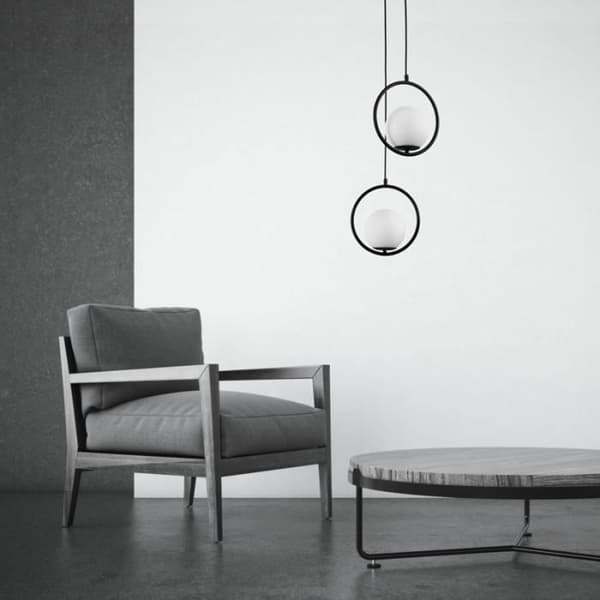 Glaspendel - KATE - E27 - Svart - Contemporary design - Ø160mm