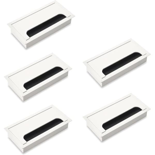 Emuca Kabelgenomförningar Set om 5 Rektangulära 160x80mm Aluminium Vit