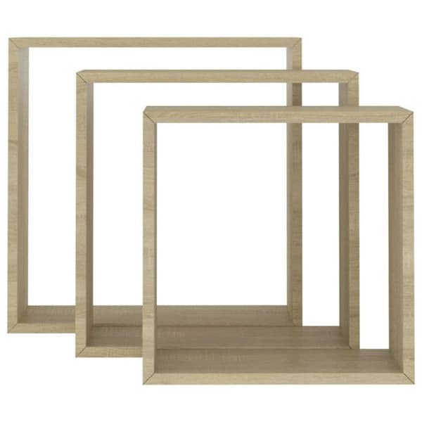 vidaXL Cube Vägghyllor 3 st Sonoma Ek
