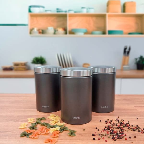 Set Brödbox + 3 Kökboxar, Förvaring, Rostfritt Stål Briebe BB1161 Grå/Inox
