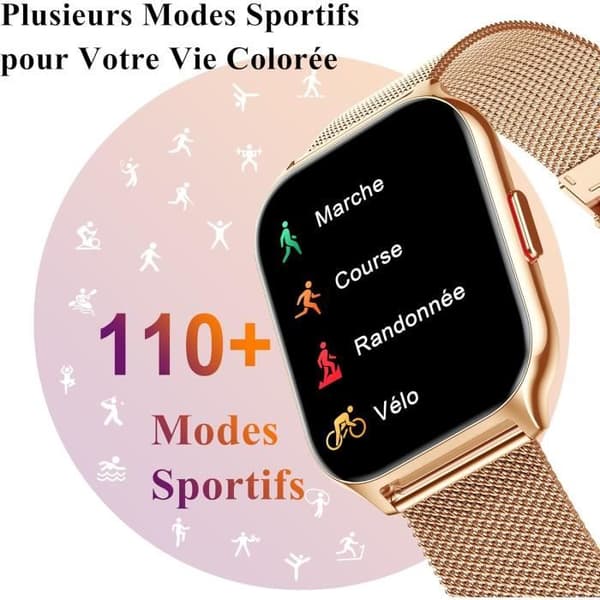 Smartwatch - Popglory - P95 - Bluetooth Samtal - Pulsövervakare - IPx8