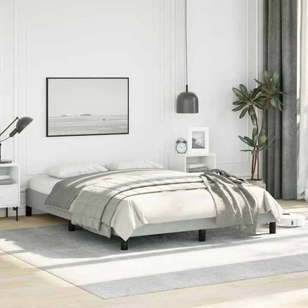 vidaXL Sängram ljusgrå 137x190 cm sammet 347006