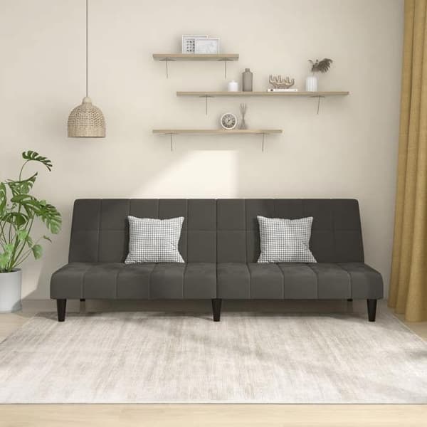 vidaXL 2-sits bäddsoffa mörkgrå sammet 375842