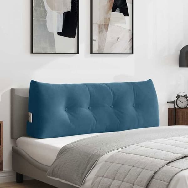 VIDAXL Rektangulär ryggkudde i blått sammet 120 x 24 x 50 cm — ergonomiskt stöd