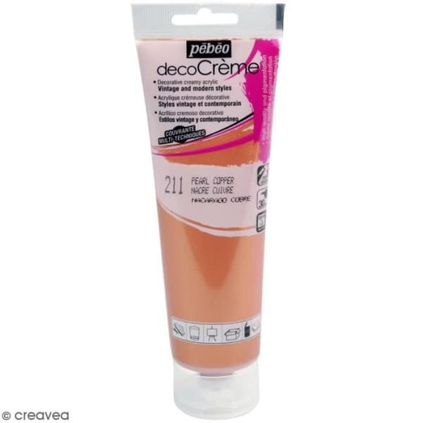 Akrylfärg - PEBEO - DecoCrème - 120 ml - Kopparfärgad - Pärlfinish