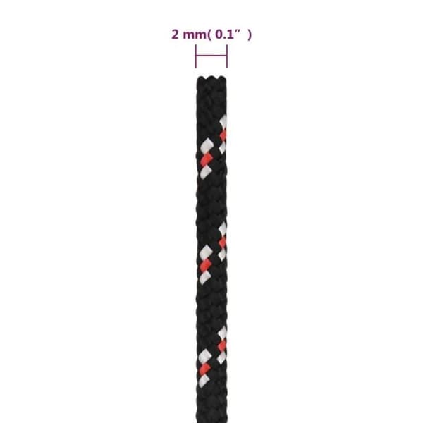 152318 vidaXL Båtrep Svart 2 mm 50 m Polypropen