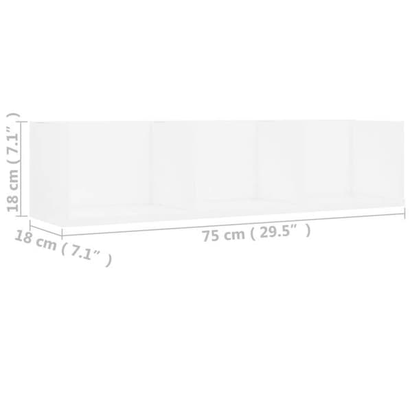 vidaXL CD-väggställ Vit 75x18x18 cm Ingenjörsträ 801310