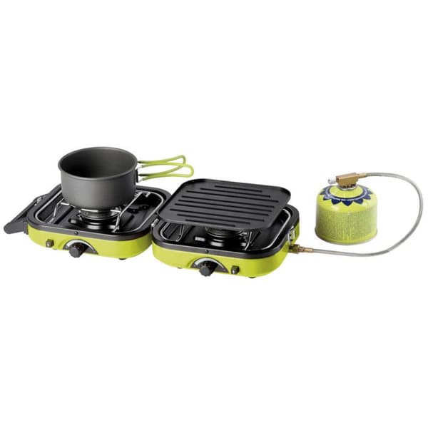 Kompakt dubbel campingkök med grill