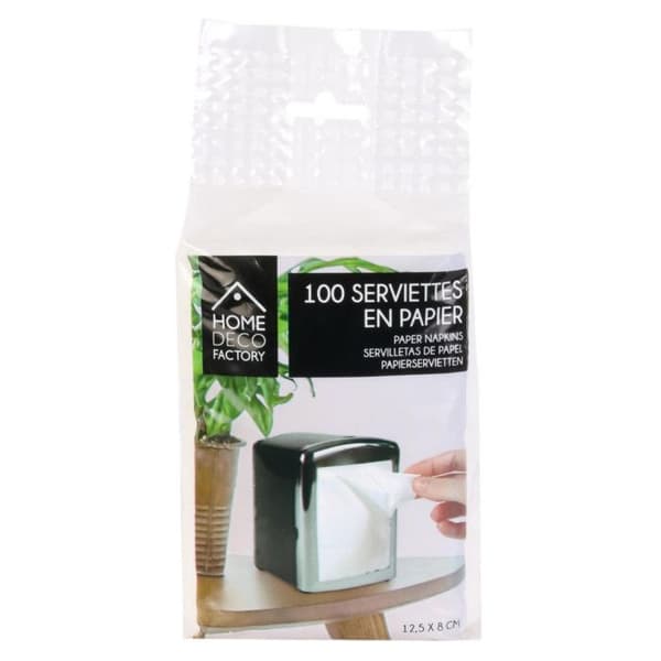 Förpackning med 100 Pappersservetter "Distributör" 9x13cm Vit