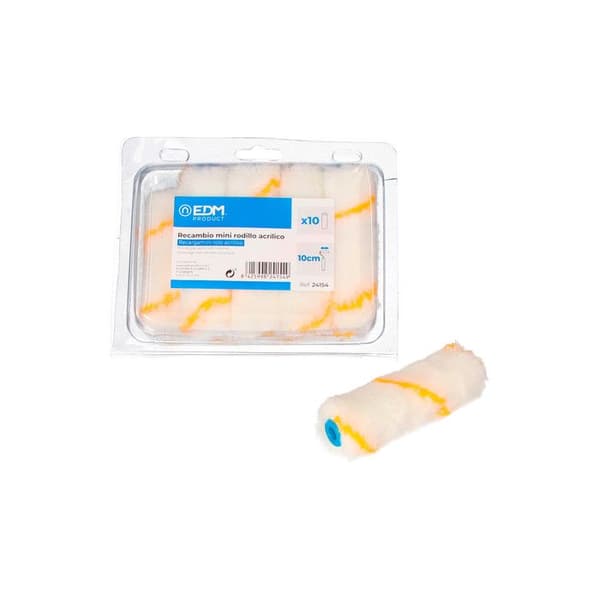 EDM refill set - mini akryl roller - lång lugg - 110mm - 10st - 24154