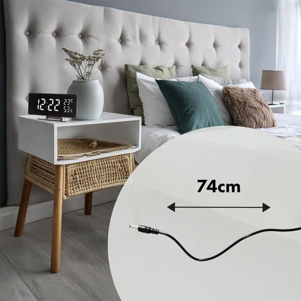 Klocka - Grönblå - GB395 - Alarm - Termometer - Hygrometer svart